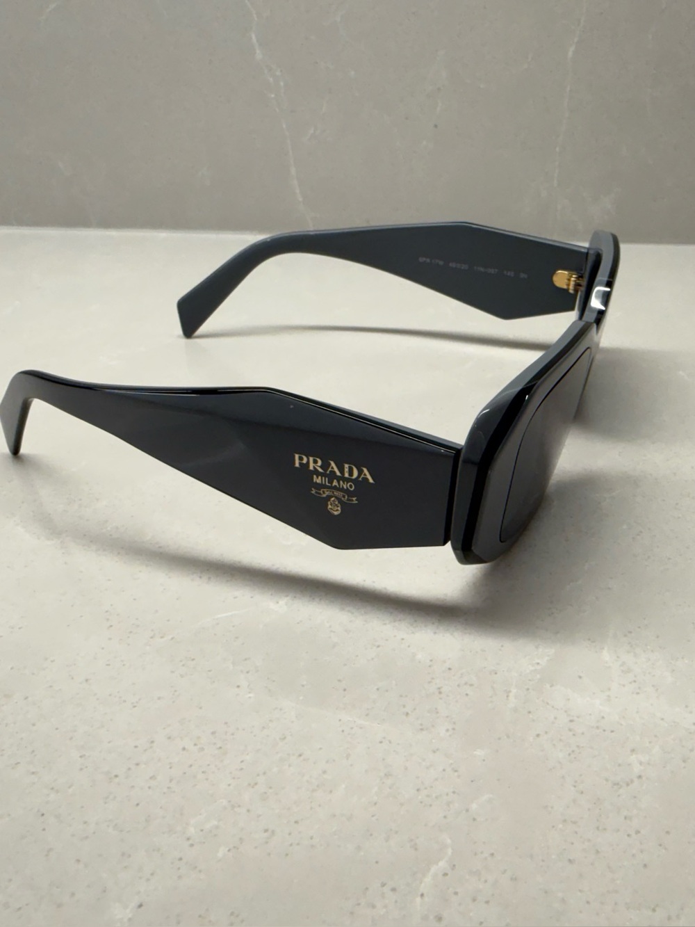 Prada Matte Gray Geometric Sunglasses with Black Lenses - Picture 12 of 14